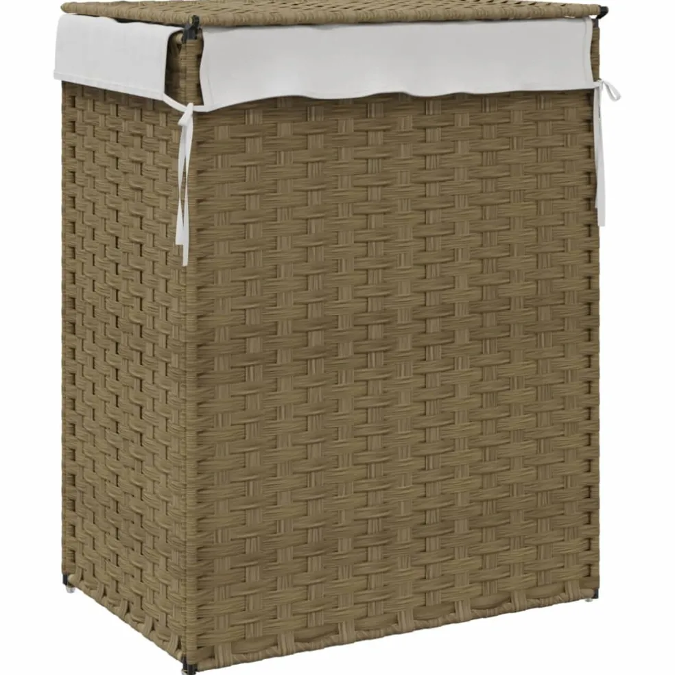 vidaXL Wasmand met deksel 46x33x60 cm poly rattan