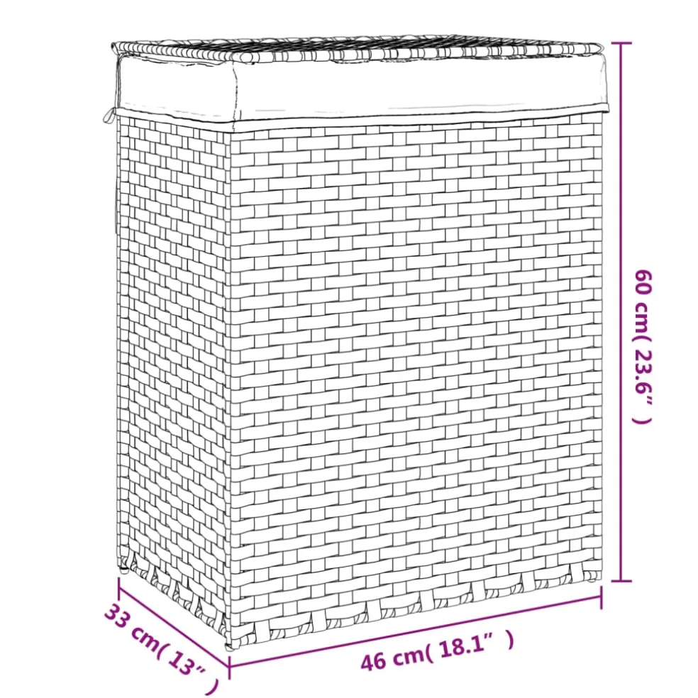 vidaXL Wasmand met deksel 46x33x60 cm poly rattan