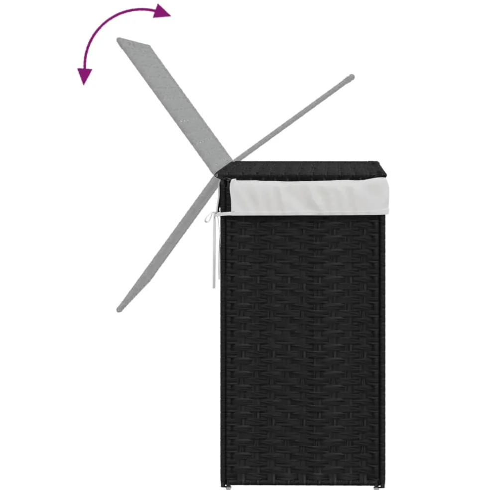 vidaXL Wasmand met deksel 46x33x60 cm poly rattan zwart