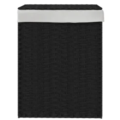 vidaXL Wasmand met deksel 46x33x60 cm poly rattan zwart