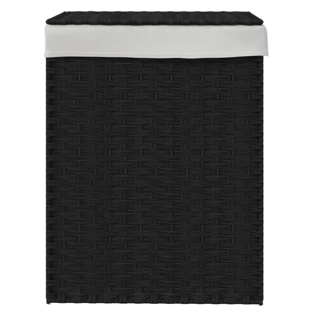 vidaXL Wasmand met deksel 46x33x60 cm poly rattan zwart