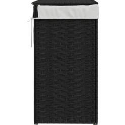 vidaXL Wasmand met deksel 46x33x60 cm poly rattan zwart