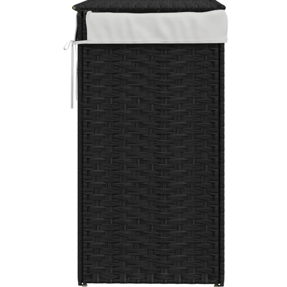 vidaXL Wasmand met deksel 46x33x60 cm poly rattan zwart