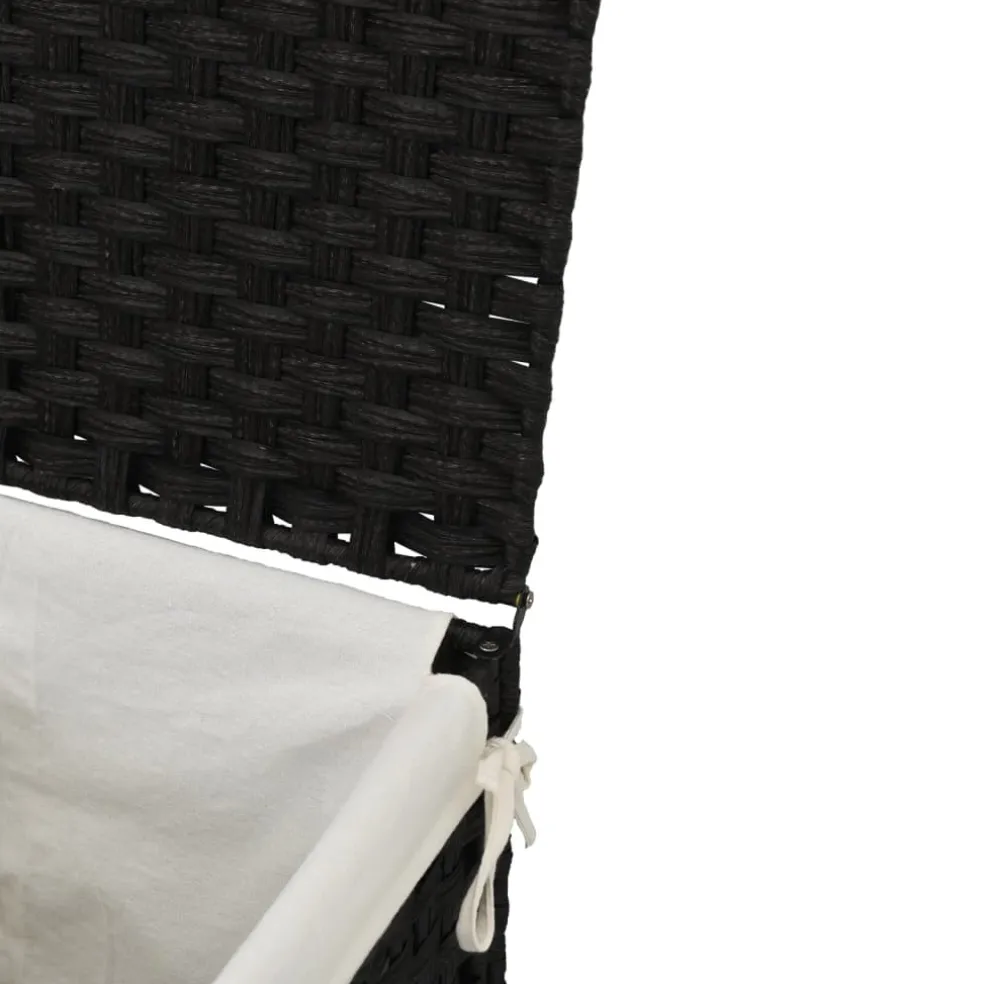 vidaXL Wasmand met deksel 46x33x60 cm poly rattan zwart