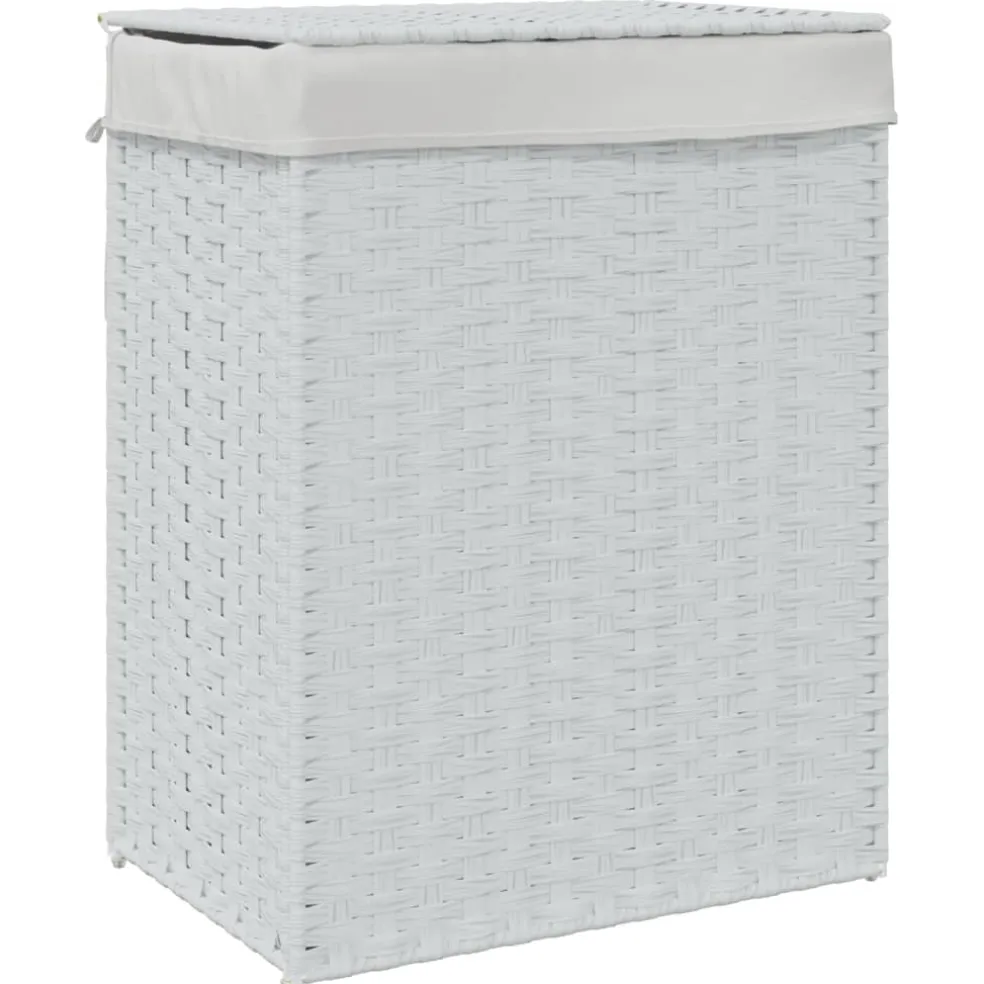 vidaXL Wasmand met deksel 46x33x60 cm poly rattan wit