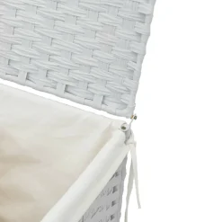 vidaXL Wasmand met deksel 46x33x60 cm poly rattan wit