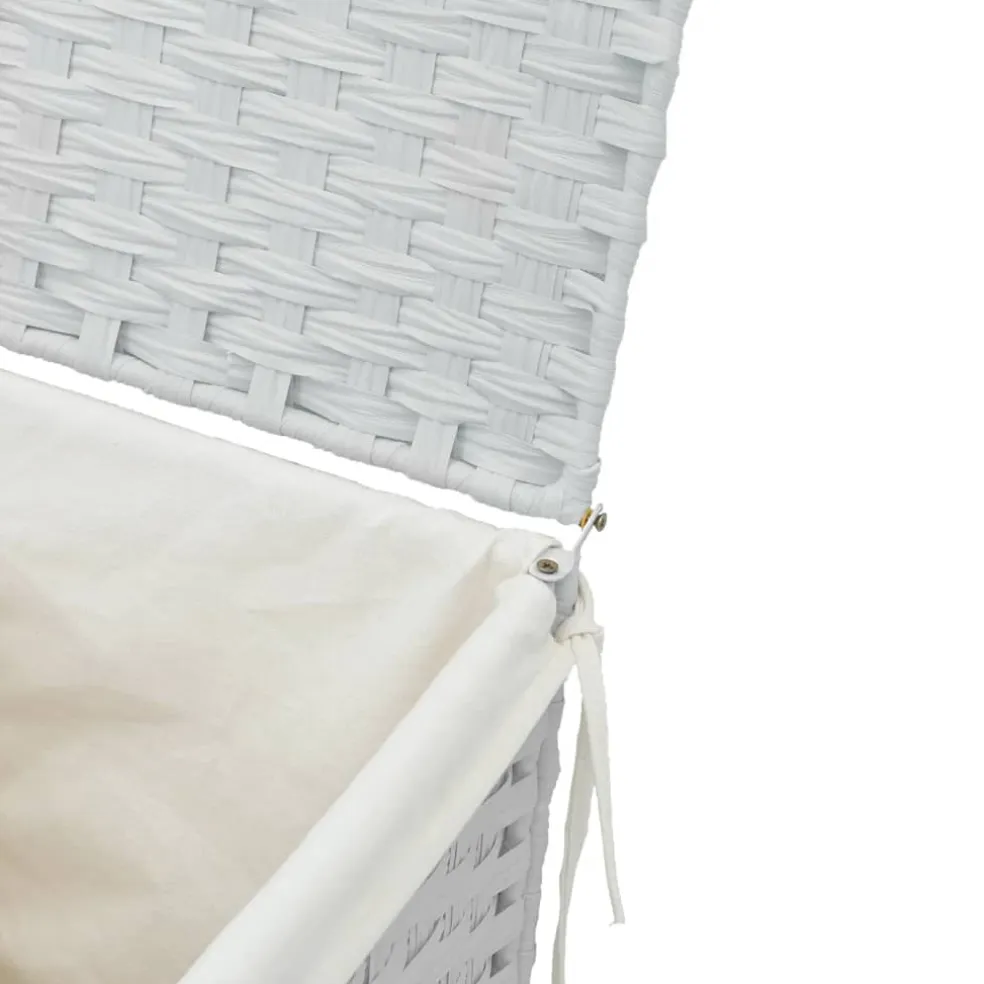 vidaXL Wasmand met deksel 46x33x60 cm poly rattan wit