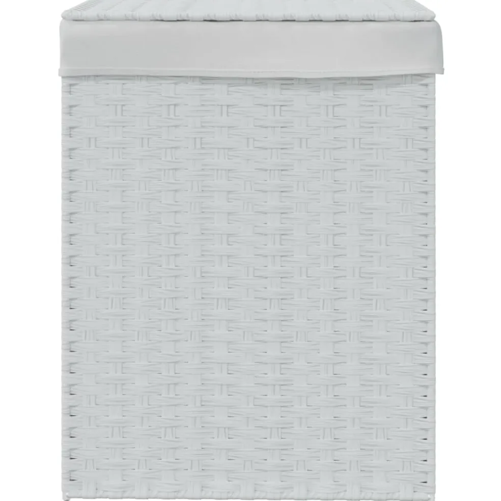 vidaXL Wasmand met deksel 46x33x60 cm poly rattan wit