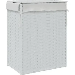 vidaXL Wasmand met deksel 46x33x60 cm poly rattan wit