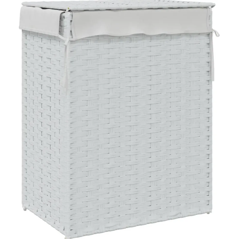 vidaXL Wasmand met deksel 46x33x60 cm poly rattan wit
