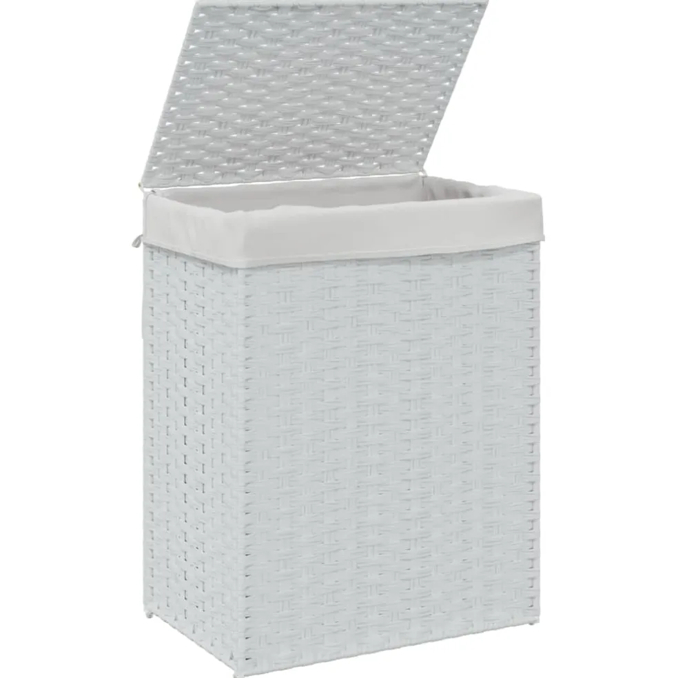 vidaXL Wasmand met deksel 46x33x60 cm poly rattan wit