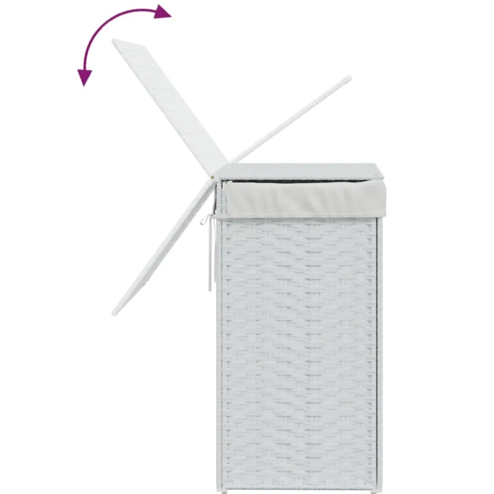 vidaXL Wasmand met deksel 46x33x60 cm poly rattan wit