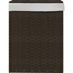 vidaXL Wasmand met deksel 46x33x60 cm poly rattan donkerbruin
