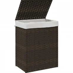 vidaXL Wasmand met deksel 46x33x60 cm poly rattan donkerbruin
