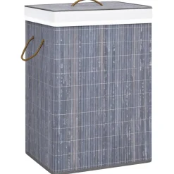 vidaXL Wasmand met 1 vak bamboe grijs