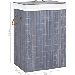 vidaXL Wasmand met 1 vak bamboe grijs