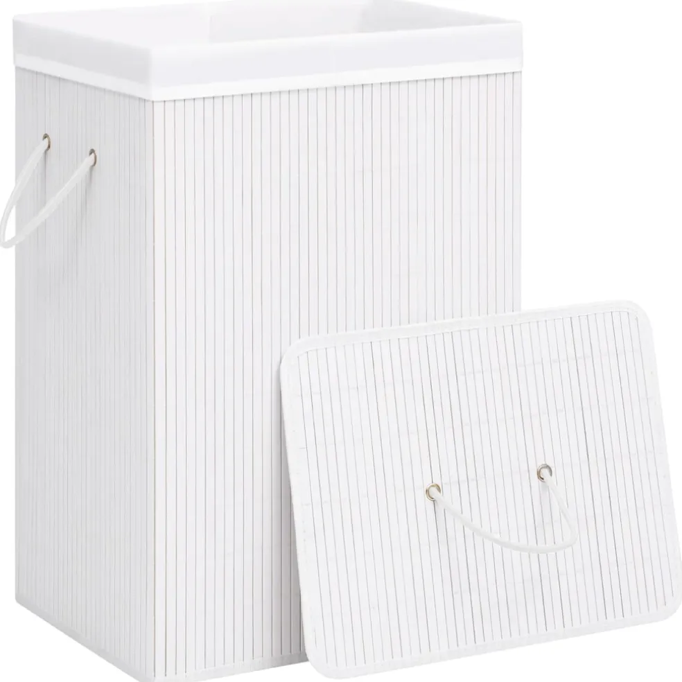 vidaXL Wasmand met 1 vak bamboe wit
