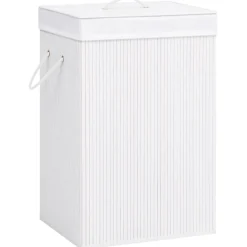 vidaXL Wasmand met 1 vak bamboe wit