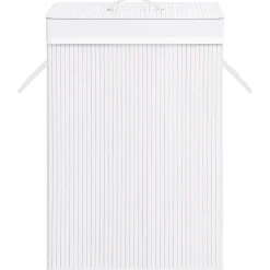vidaXL Wasmand met 2 vakken 72 L bamboe wit