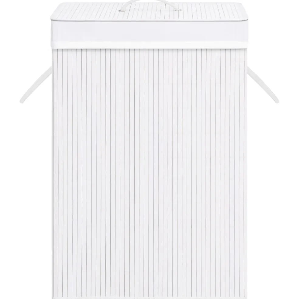 vidaXL Wasmand met 2 vakken 72 L bamboe wit