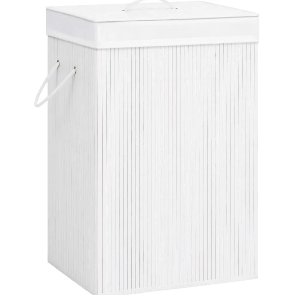 vidaXL Wasmand met 2 vakken 72 L bamboe wit