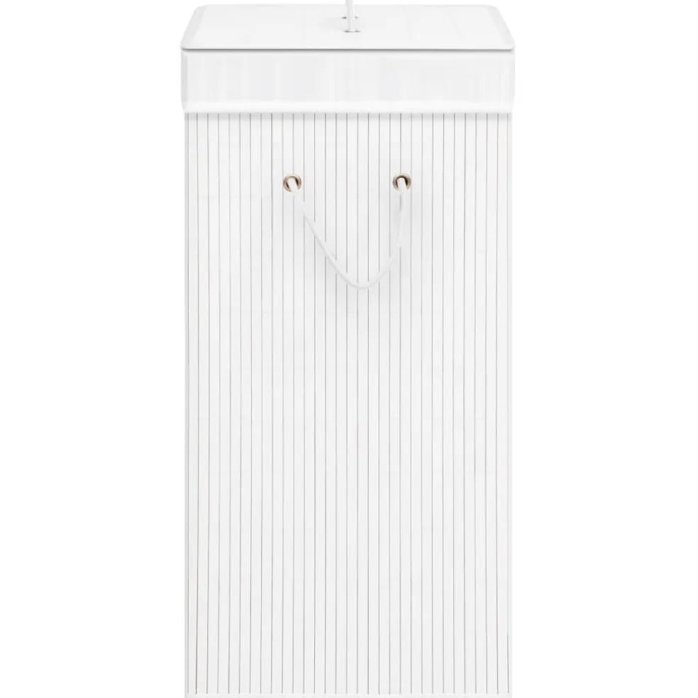 vidaXL Wasmand met 2 vakken 72 L bamboe wit