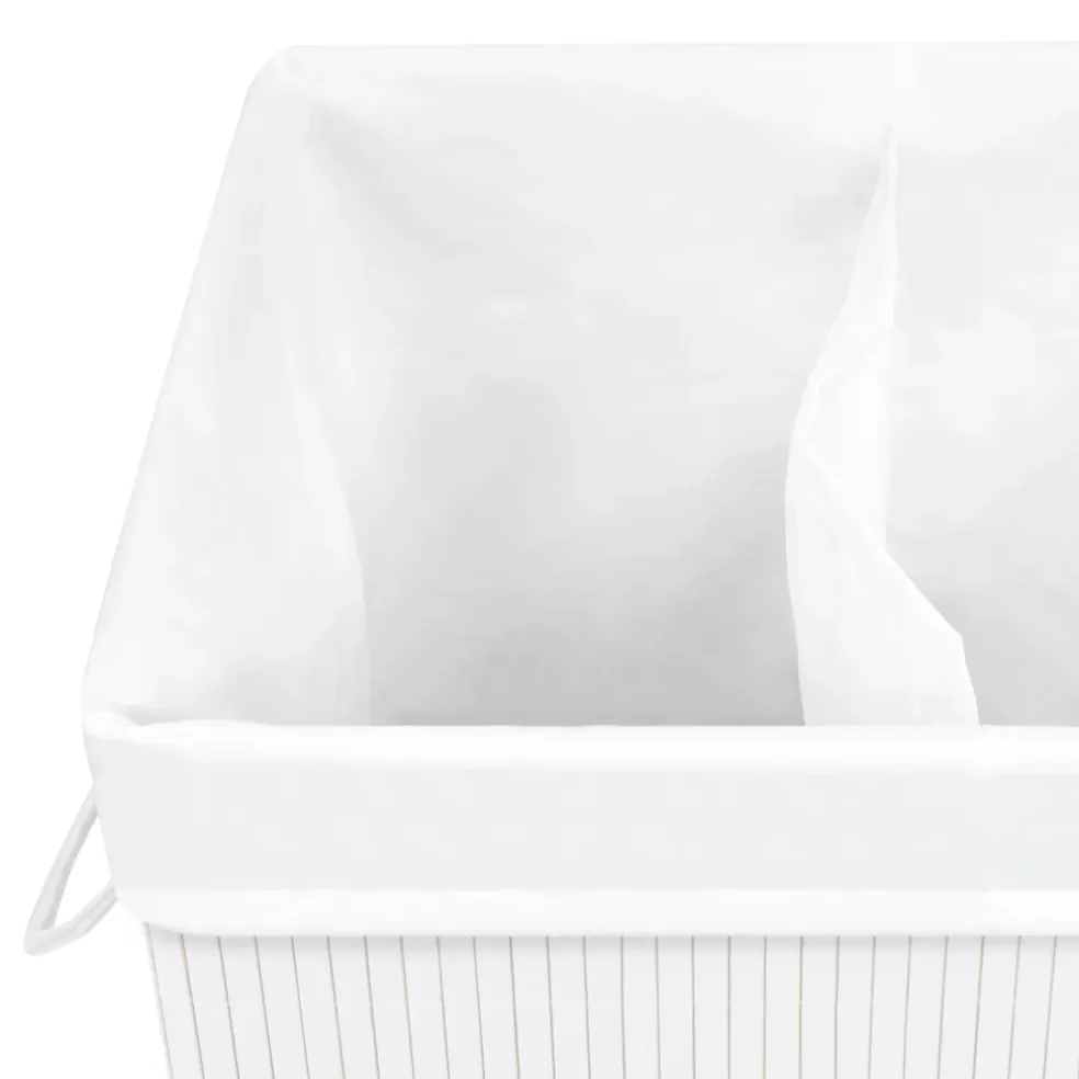 vidaXL Wasmand met 2 vakken 72 L bamboe wit