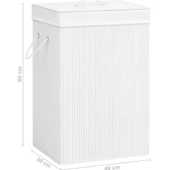 vidaXL Wasmand met 2 vakken 72 L bamboe wit