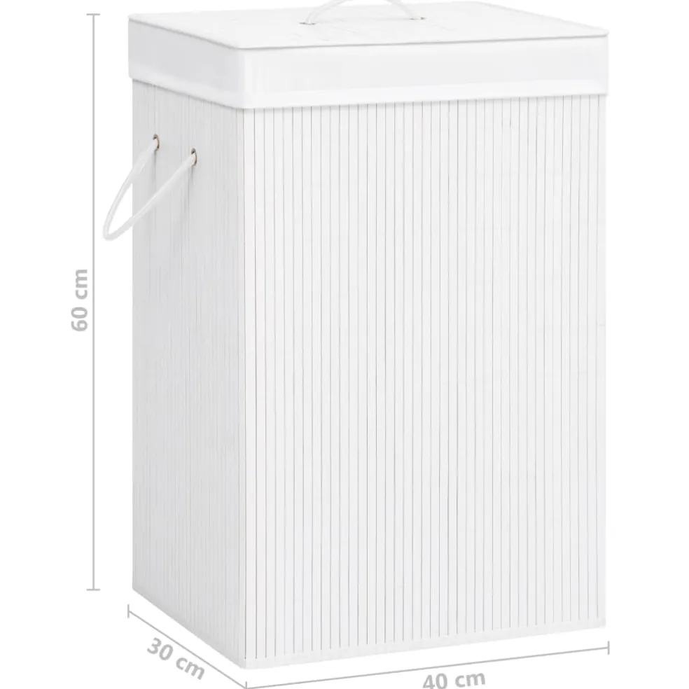 vidaXL Wasmand met 2 vakken 72 L bamboe wit