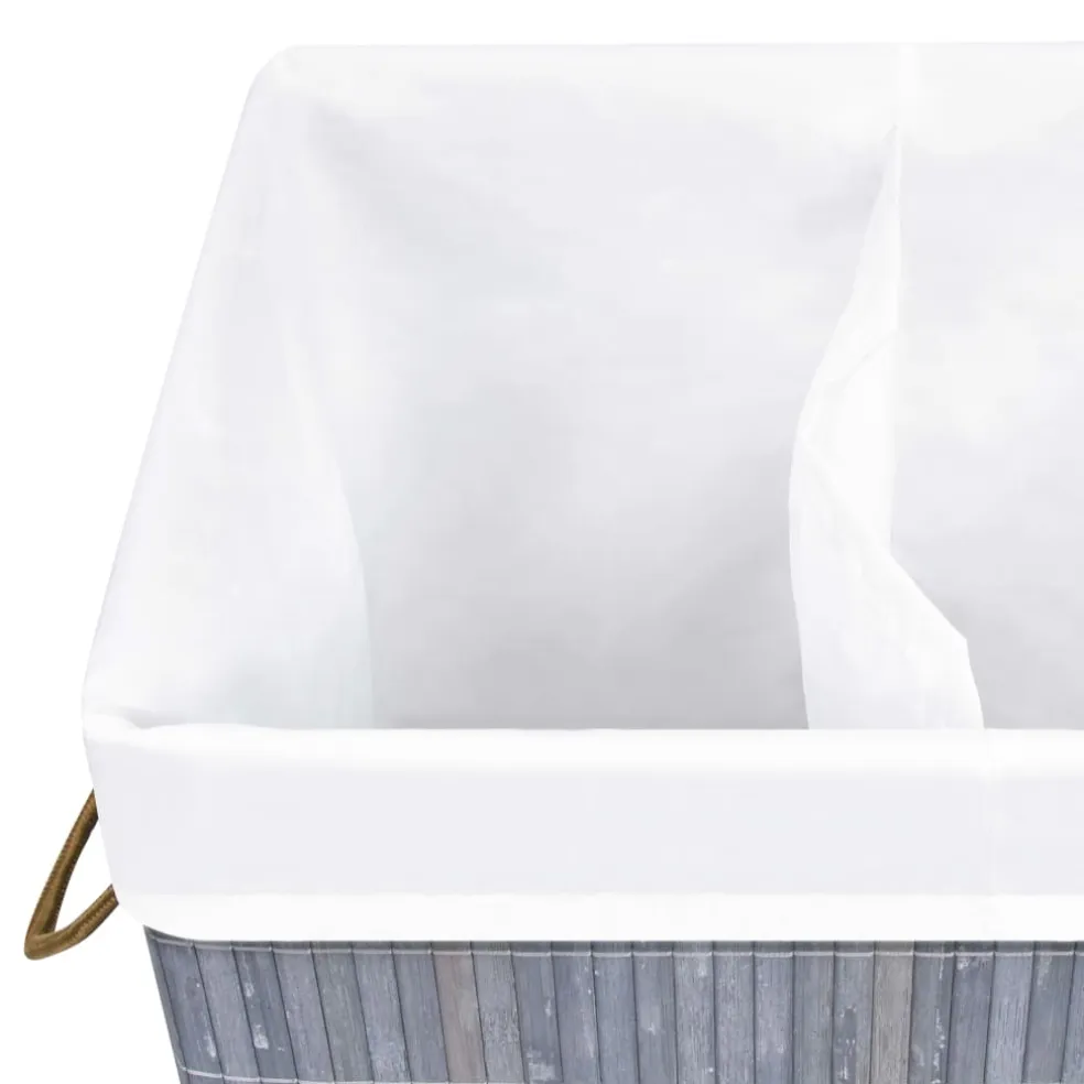 vidaXL Wasmand met 2 vakken 72 L bamboe grijs