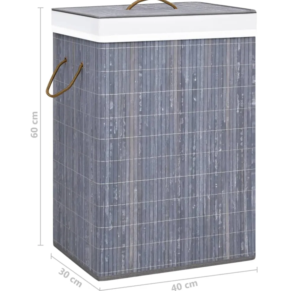 vidaXL Wasmand met 2 vakken 72 L bamboe grijs