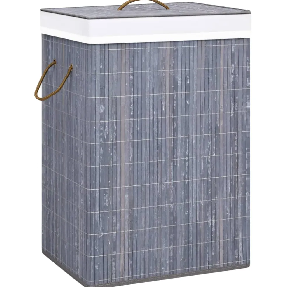 vidaXL Wasmand met 2 vakken 72 L bamboe grijs