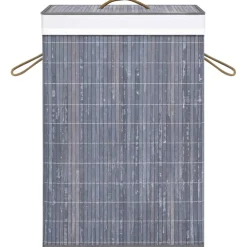 vidaXL Wasmand met 2 vakken 72 L bamboe grijs
