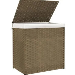 vidaXL Wasmand met 2 vakken 53x35x57 cm poly rattan