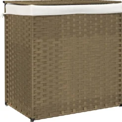 vidaXL Wasmand met 2 vakken 53x35x57 cm poly rattan