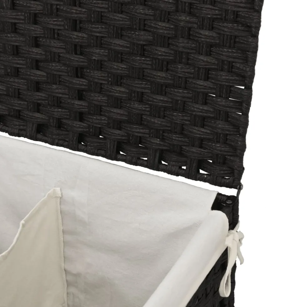vidaXL Wasmand met 2 vakken 53x35x57 cm poly rattan zwart