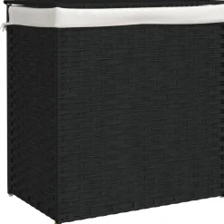 vidaXL Wasmand met 2 vakken 53x35x57 cm poly rattan zwart
