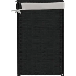 vidaXL Wasmand met 2 vakken 53x35x57 cm poly rattan zwart
