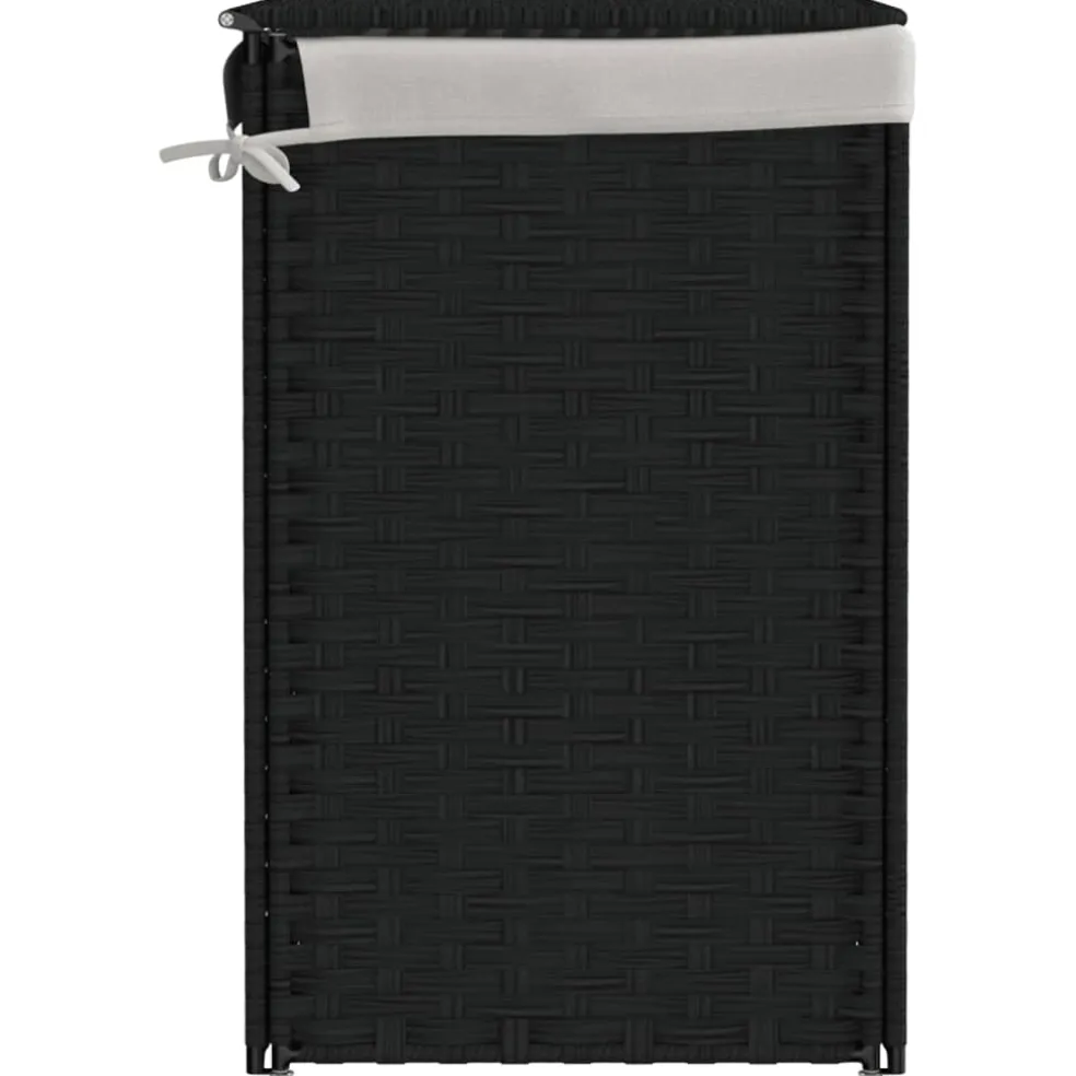 vidaXL Wasmand met 2 vakken 53x35x57 cm poly rattan zwart