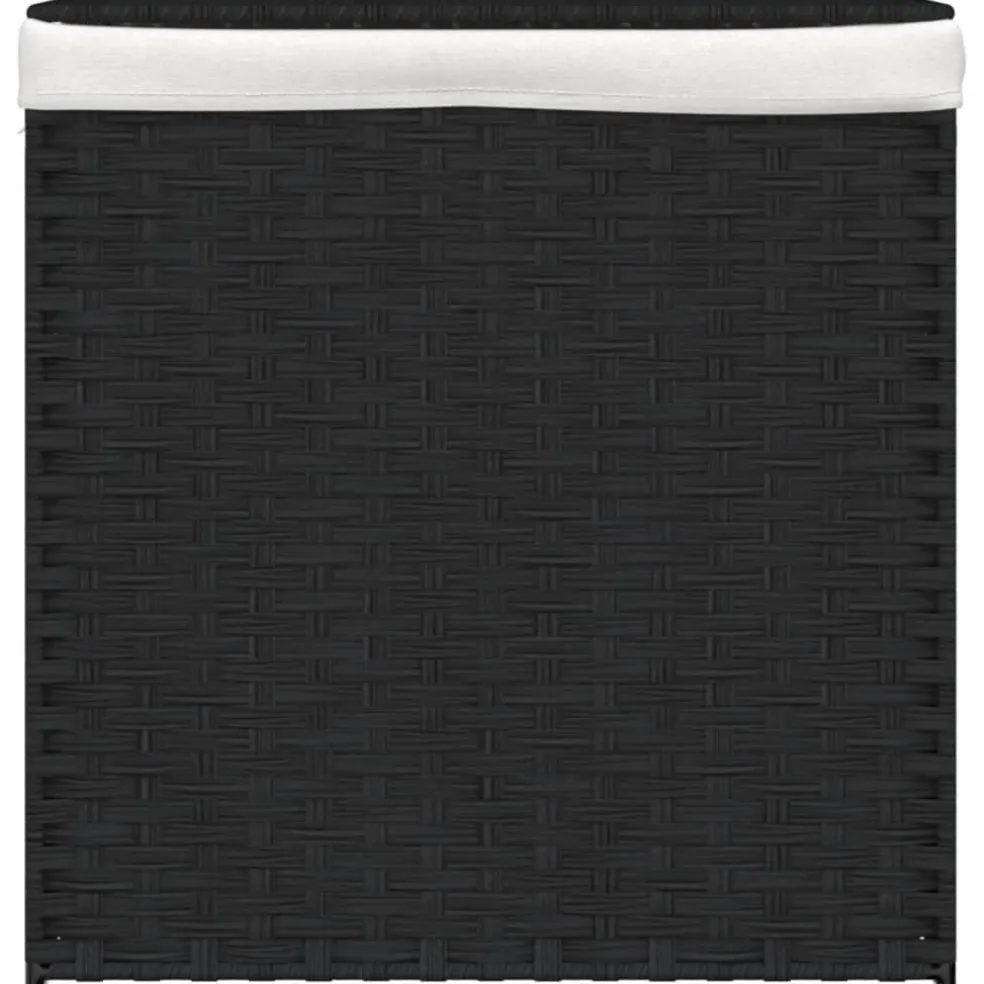 vidaXL Wasmand met 2 vakken 53x35x57 cm poly rattan zwart