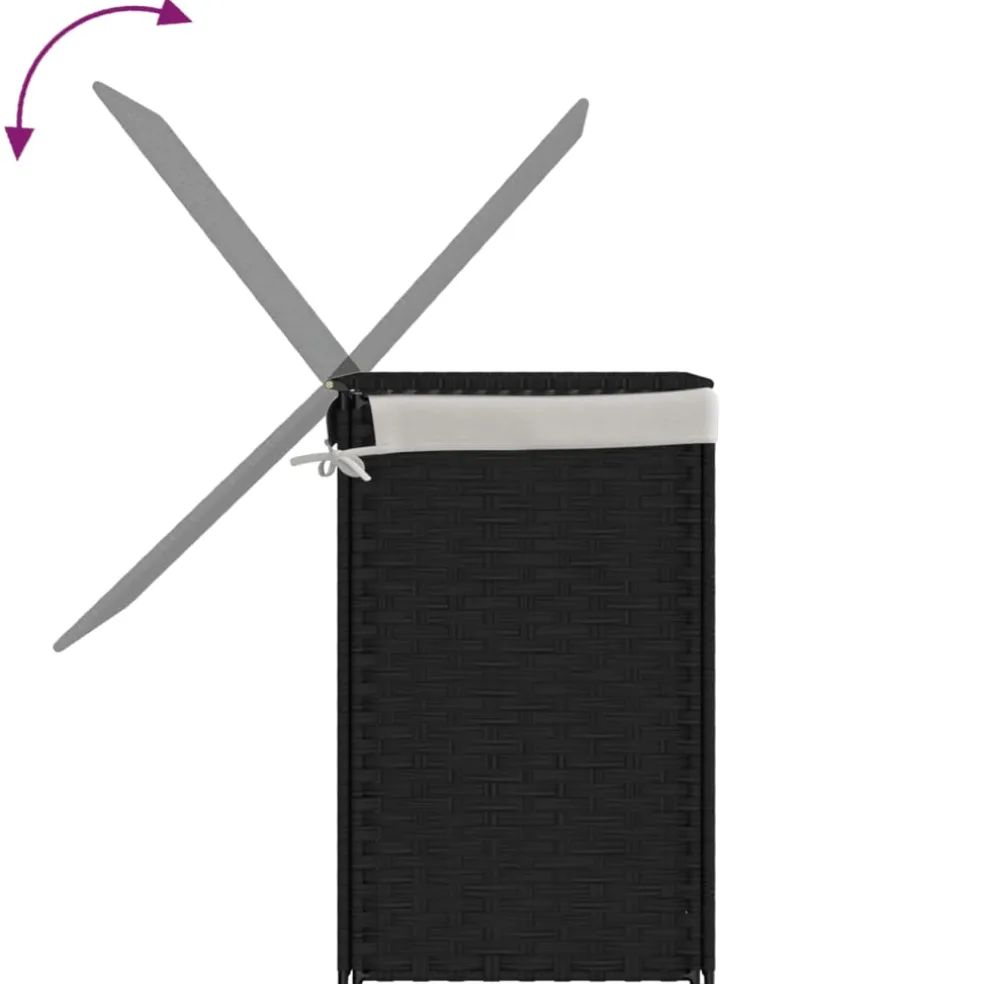 vidaXL Wasmand met 2 vakken 53x35x57 cm poly rattan zwart