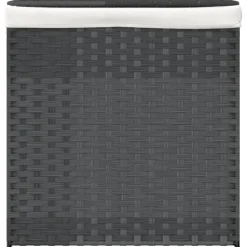 vidaXL Wasmand met 2 vakken 53x35x57 cm poly rattan grijs