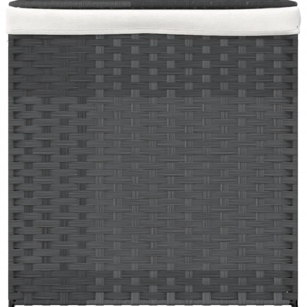 vidaXL Wasmand met 2 vakken 53x35x57 cm poly rattan grijs