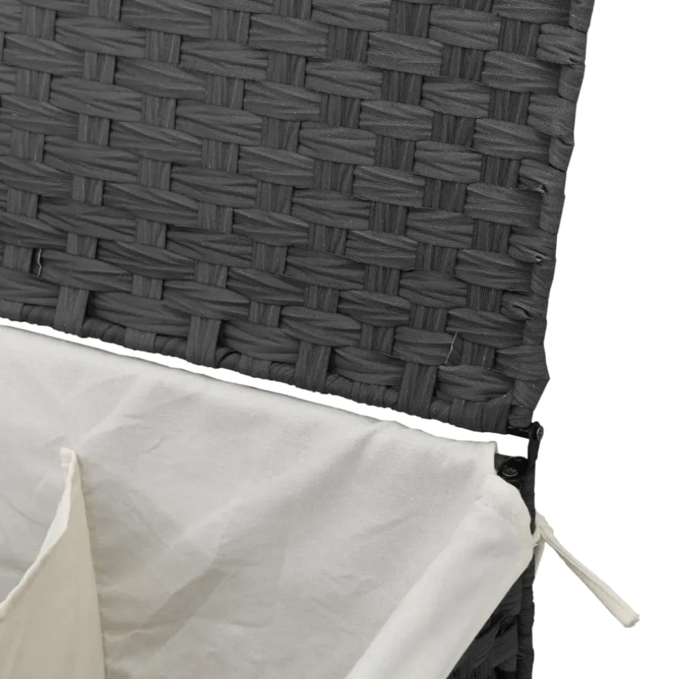 vidaXL Wasmand met 2 vakken 53x35x57 cm poly rattan grijs