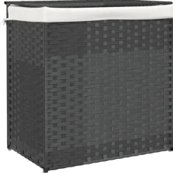 vidaXL Wasmand met 2 vakken 53x35x57 cm poly rattan grijs