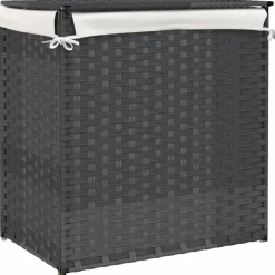 vidaXL Wasmand met 2 vakken 53x35x57 cm poly rattan grijs