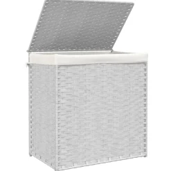 vidaXL Wasmand met 2 vakken 53x35x57 cm poly rattan wit