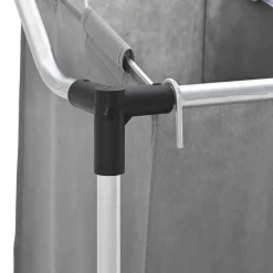 vidaXL Wasmand met wielen 3 vakken grijs