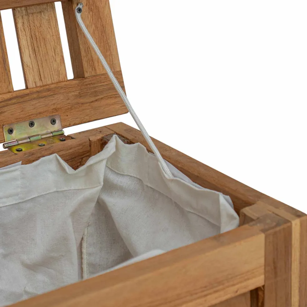 vidaXL Wasmand Naturel Massief Teakhout