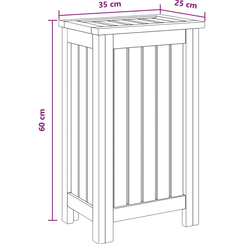 vidaXL Wasmand Naturel Massief Teakhout